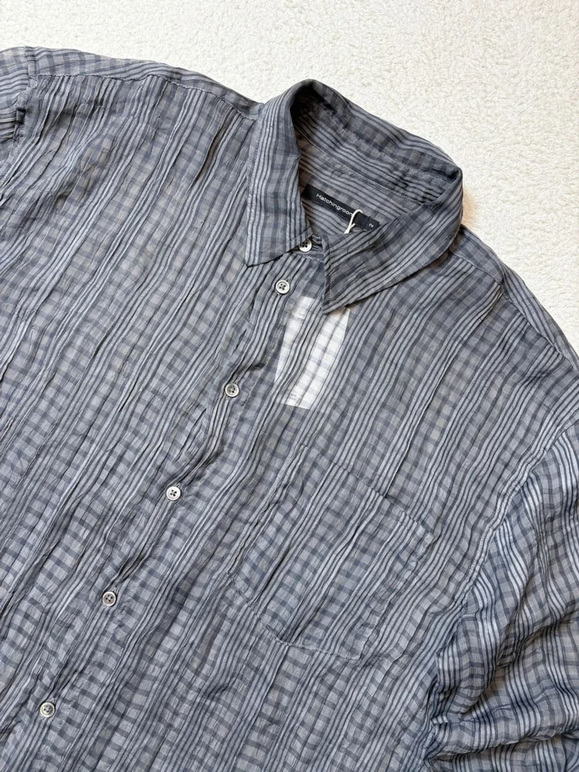 해칭룸 클래식 셔링 체크 셔츠 PN6495 상품이미지3