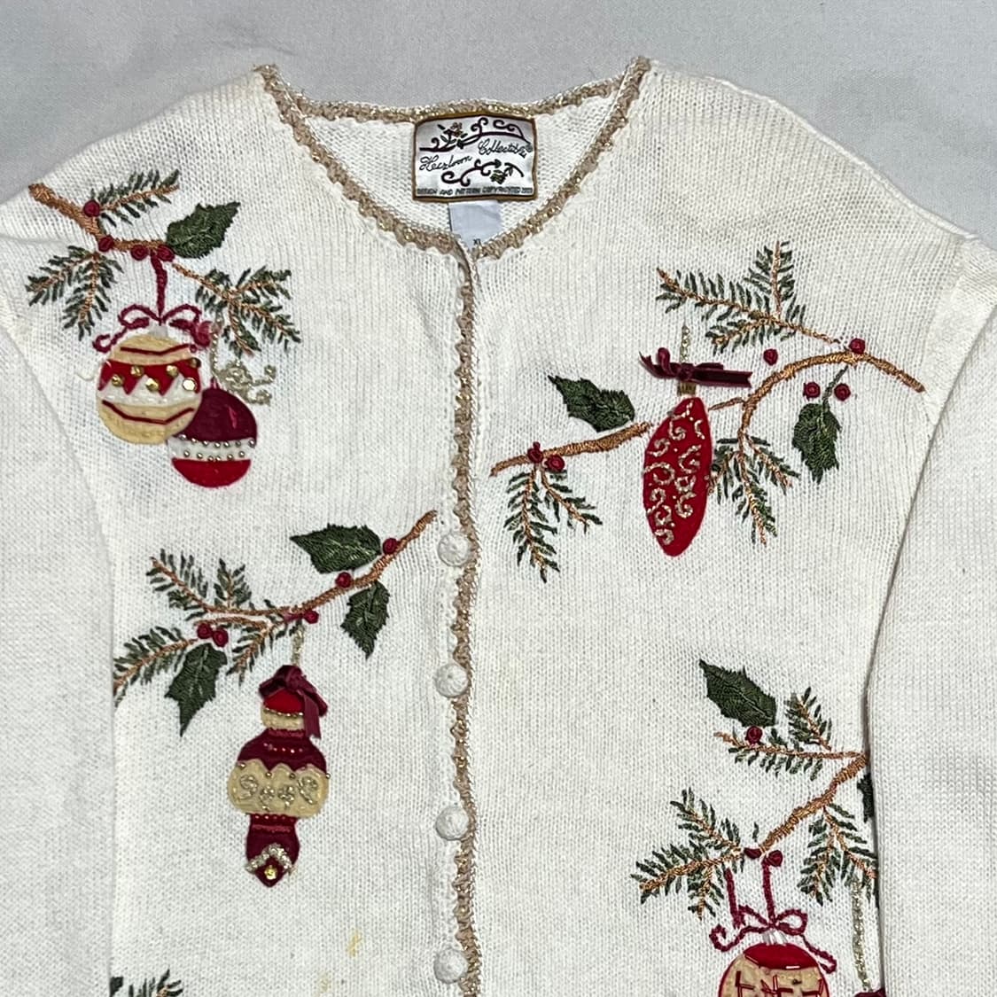 XL VTG 크리스마스 자수 가디건 상품이미지1