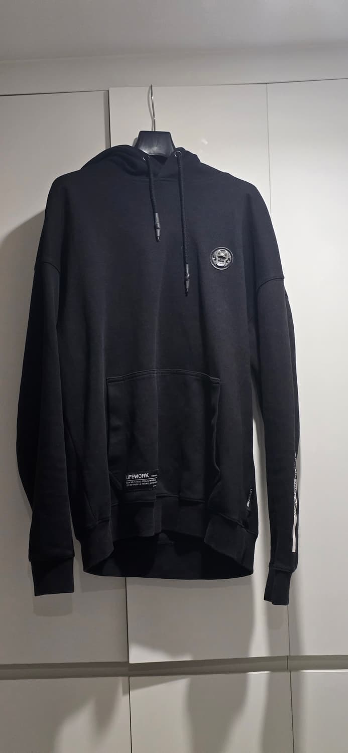 라이프워크 불독 가죽 실버 패치 데일리 머슬핏 후드티 상품이미지1