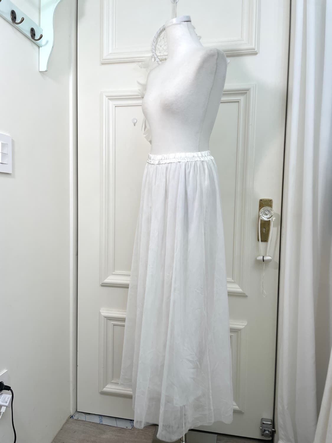 white tule banding long skirt(size-L) 상품이미지2