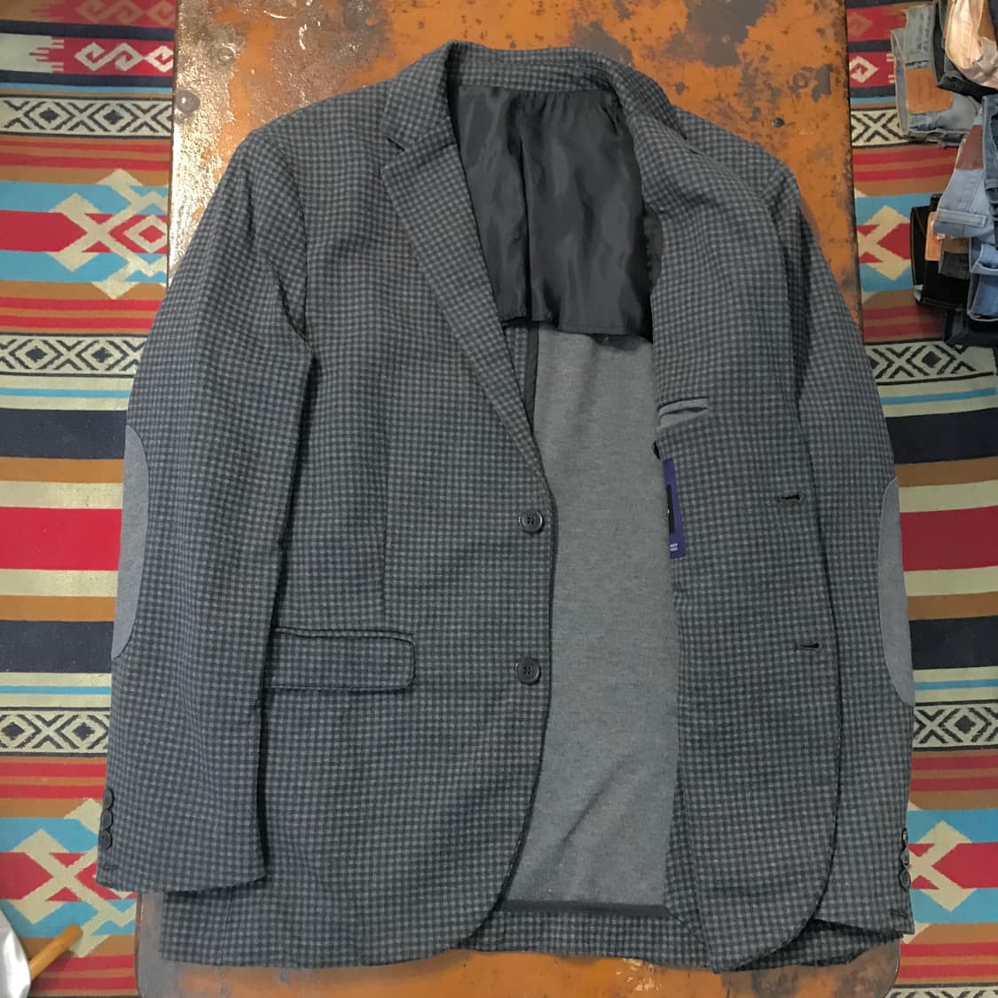 자라 차콜 그레이 깅엄 체크 투버튼 자켓 블레이저 남성 105 사이즈 상품이미지5