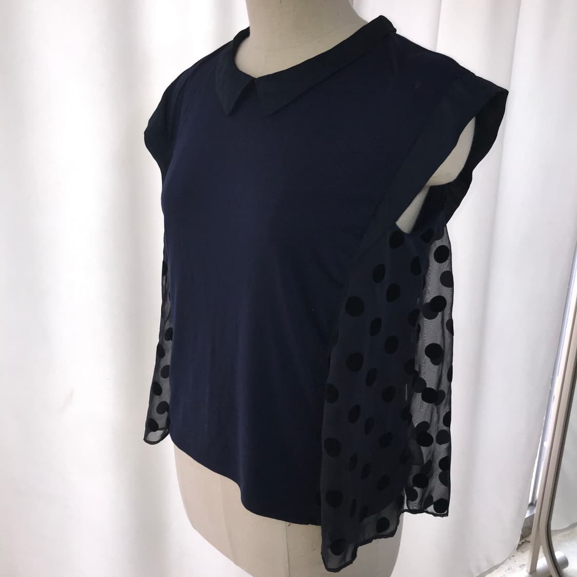 Black dot collar sleeveless 상품이미지2