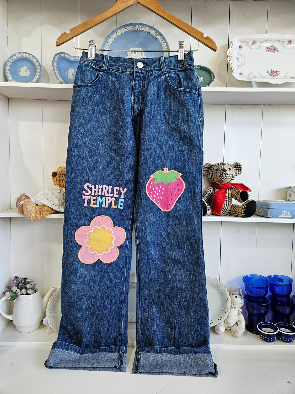셔리템플(Shirley Temple) 데님핑크 딸기 플라워 청바지 상품이미지2