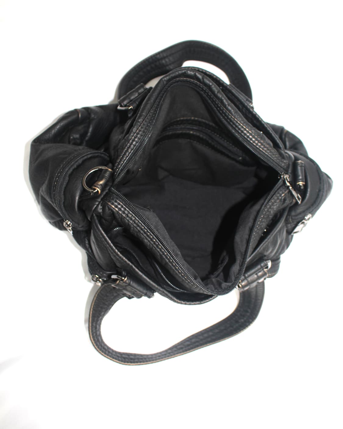 Gold washing leather skin-black bag 상품이미지2