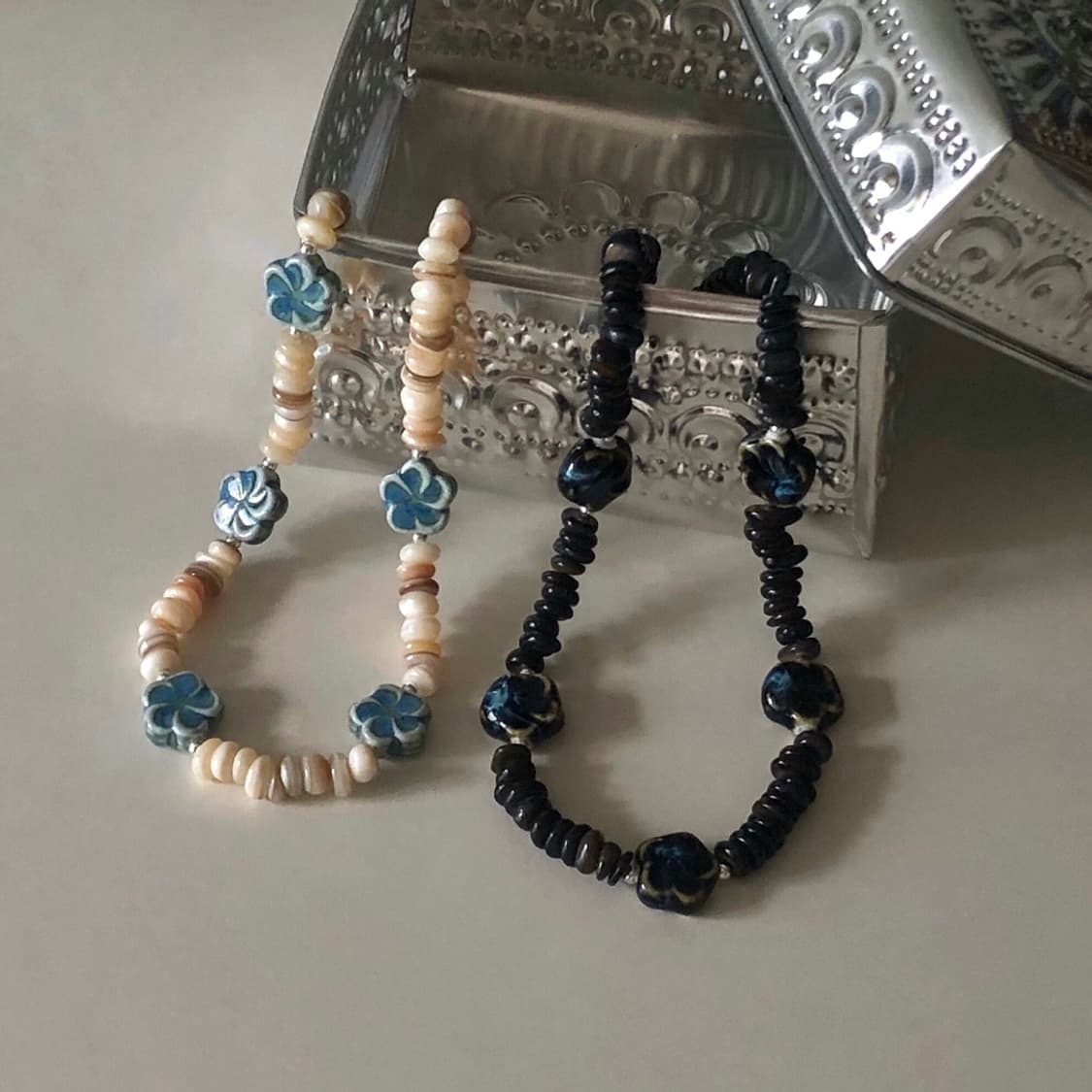 gemstone marble necklace (beige) 상품이미지4