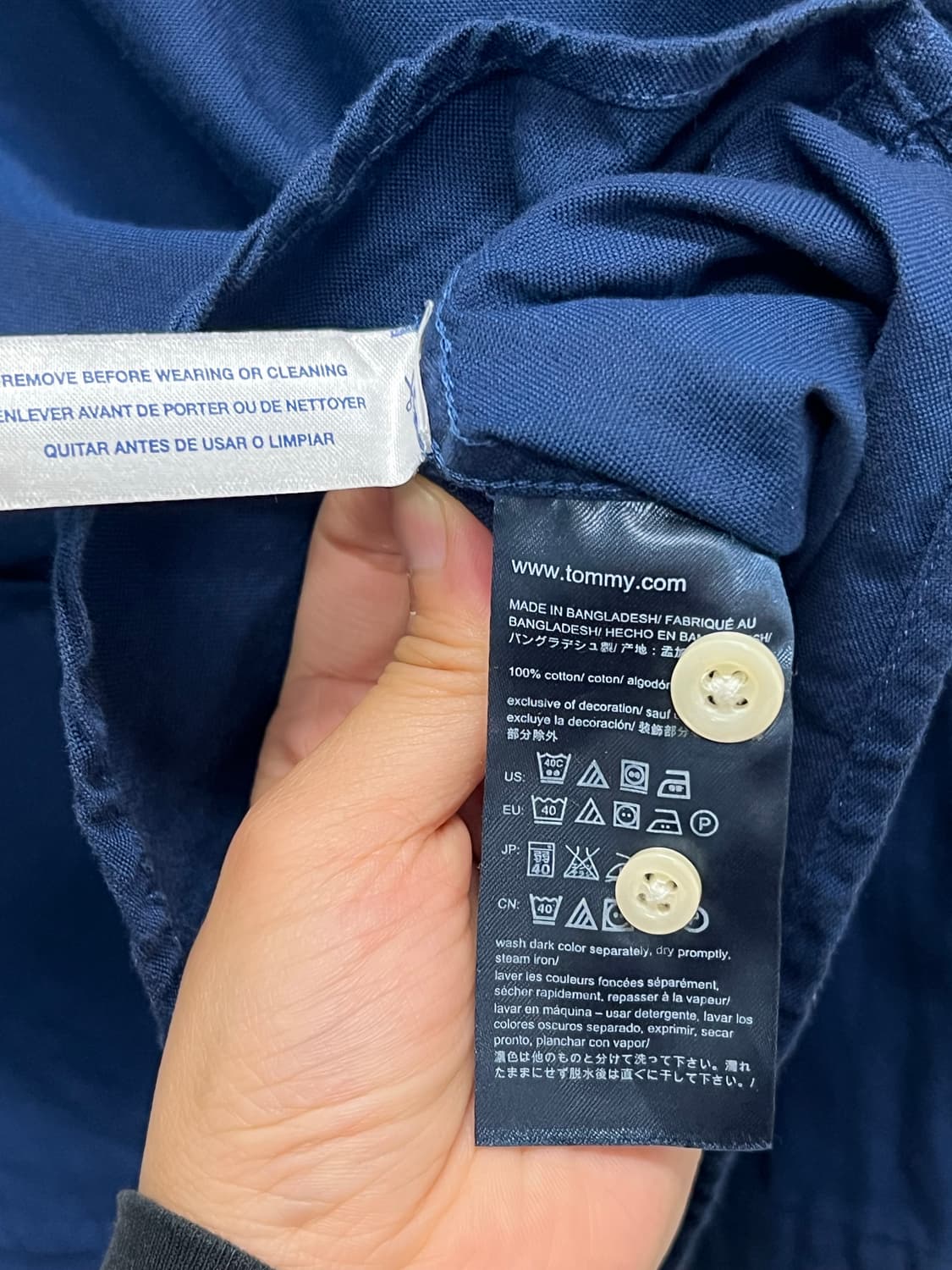 타미힐피거 스몰로고 코튼 셔츠 네이비 상품이미지5