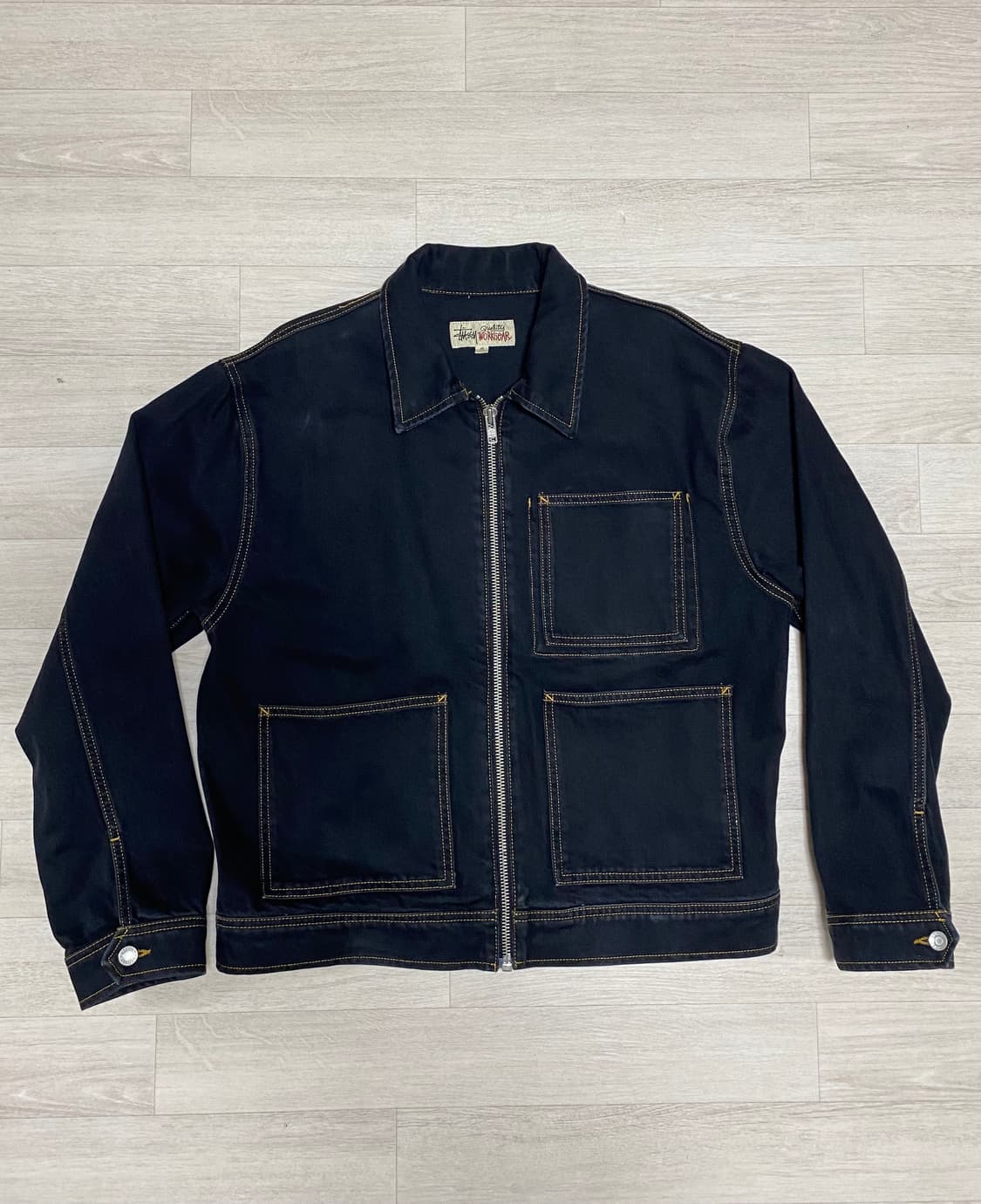 스투시 데님 집 워크자켓 - 워시드 블랙 상품이미지1