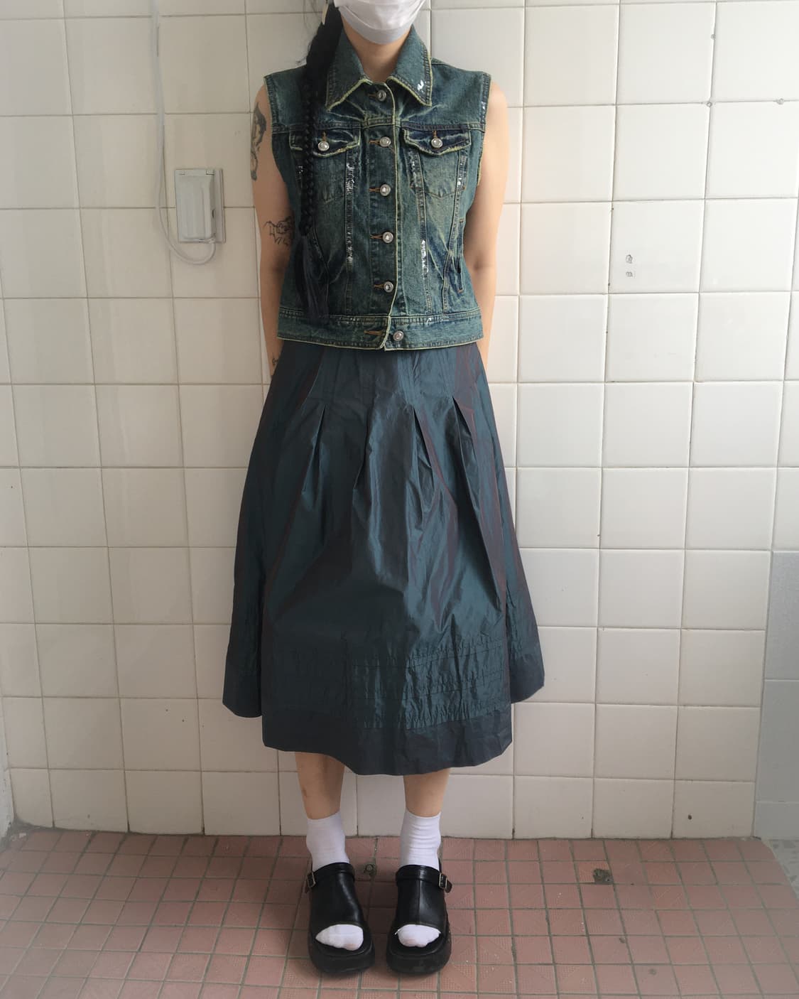 Washing denim vest 상품이미지1