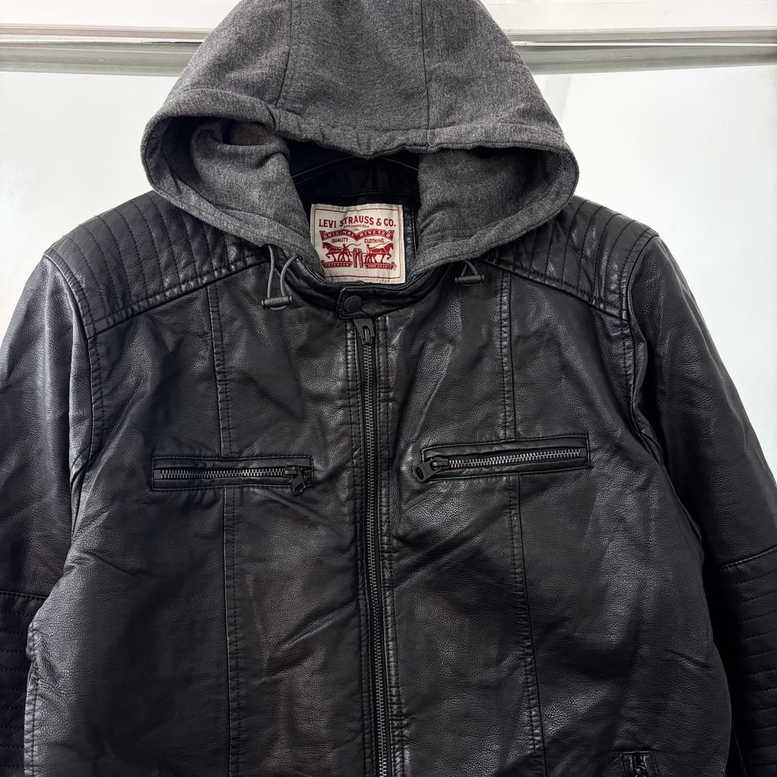 리바이스 후드 레더 바이커 자켓 상품이미지6