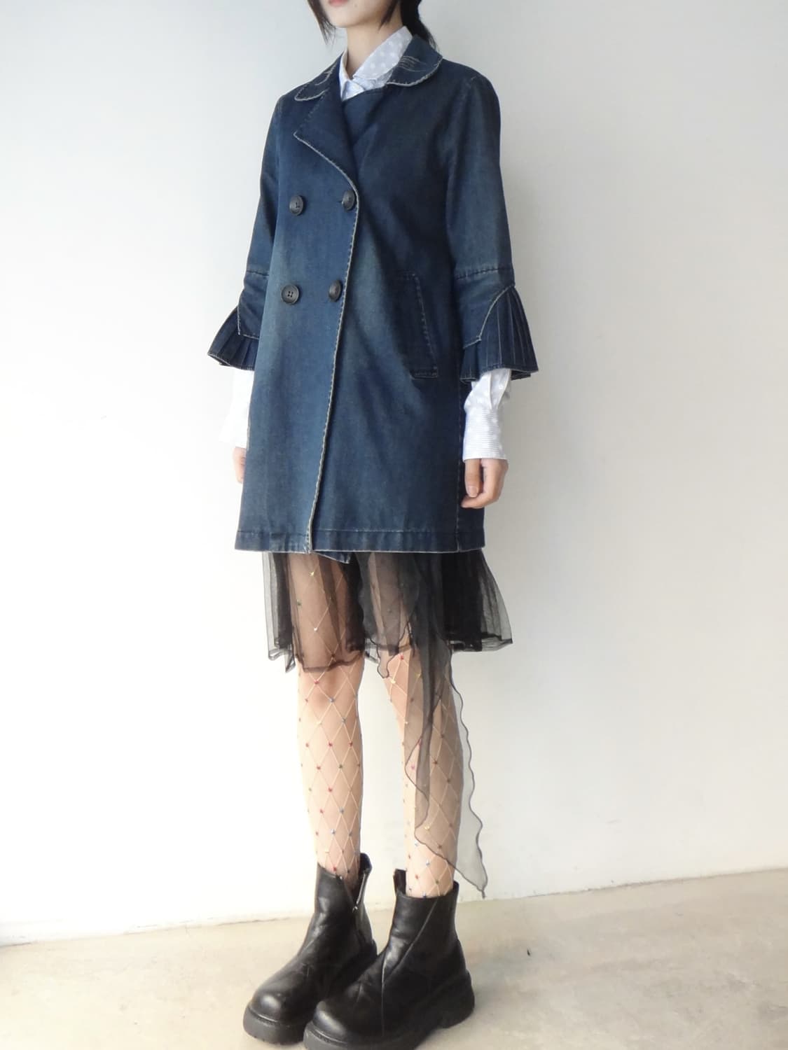 Sleeve pleats fly denim jacket 상품이미지5