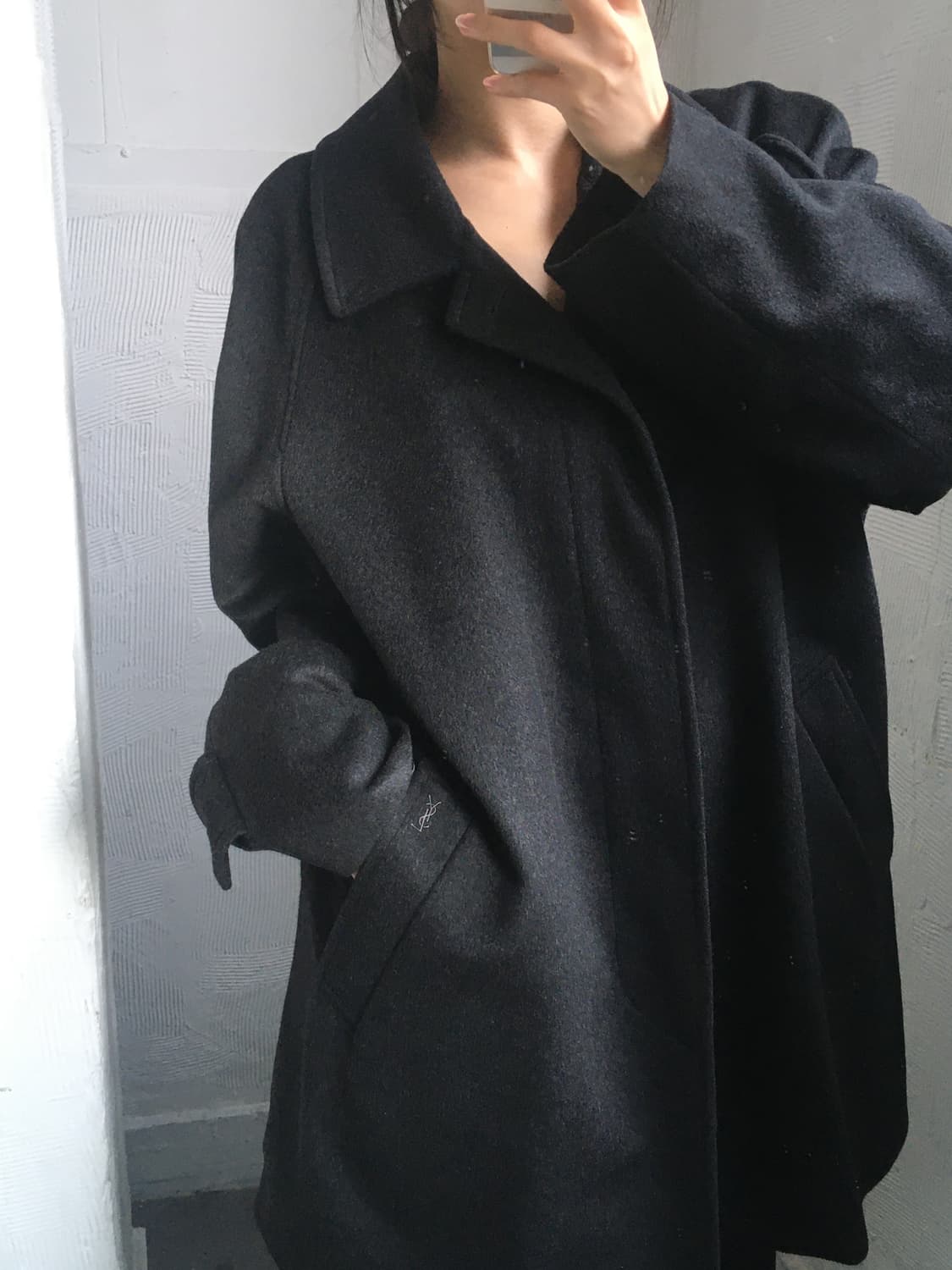 Yves Saint Laurent 입생로랑 블랙 캐시미어 블렌드 코트 상품이미지3