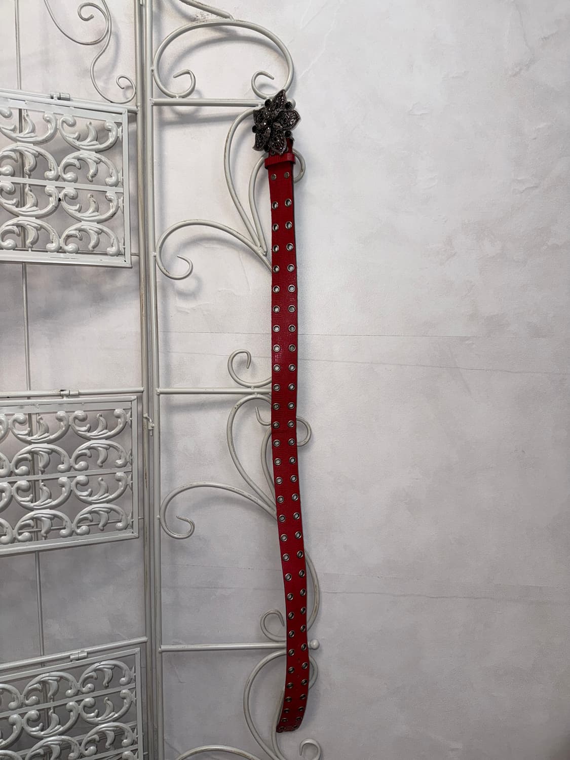Red oriental flower cubic buckle belt 상품이미지3