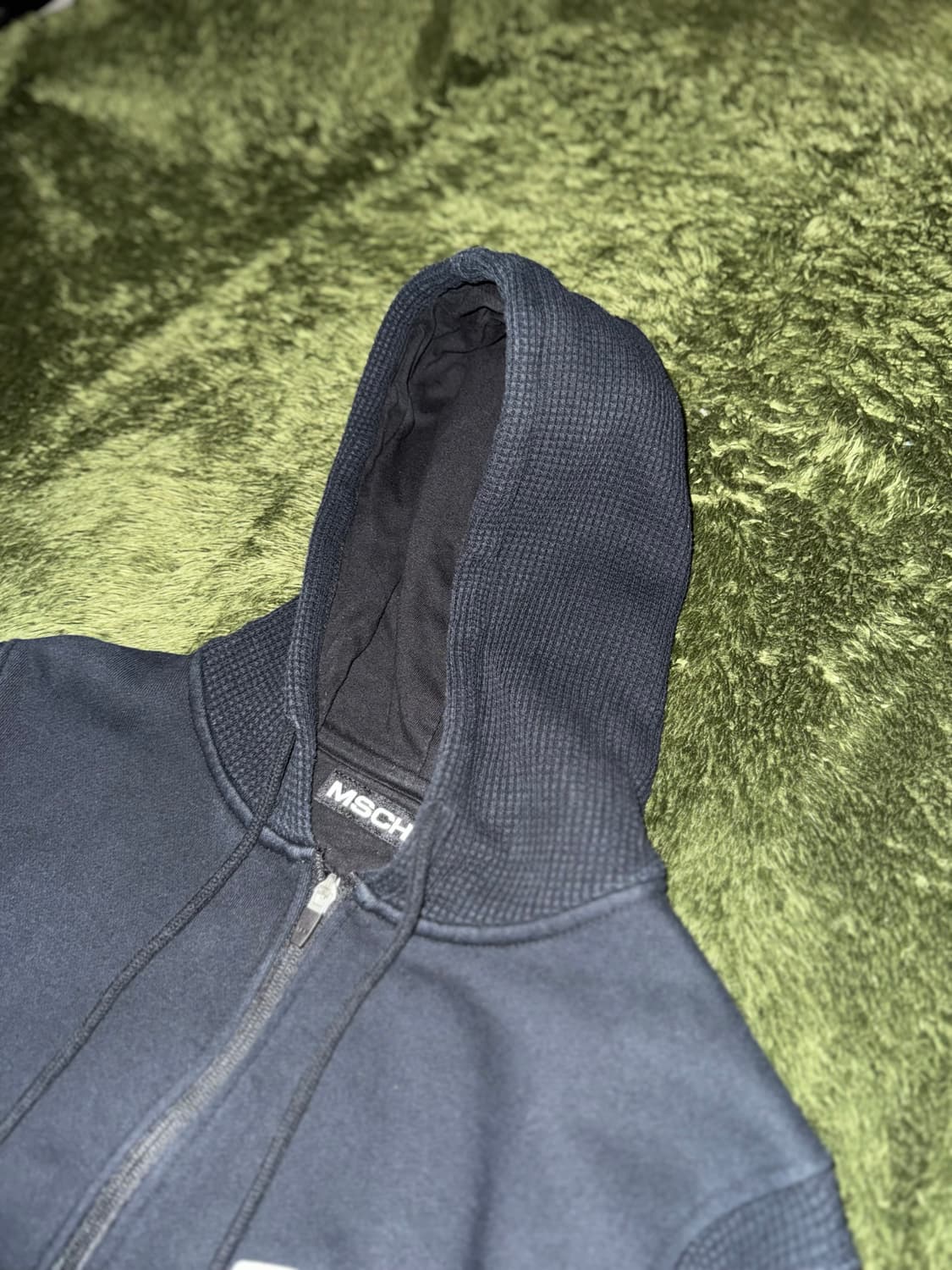 [M] MSCHF 미스치프 와플 믹스드 패널 후드 집업 블랙 상품이미지2