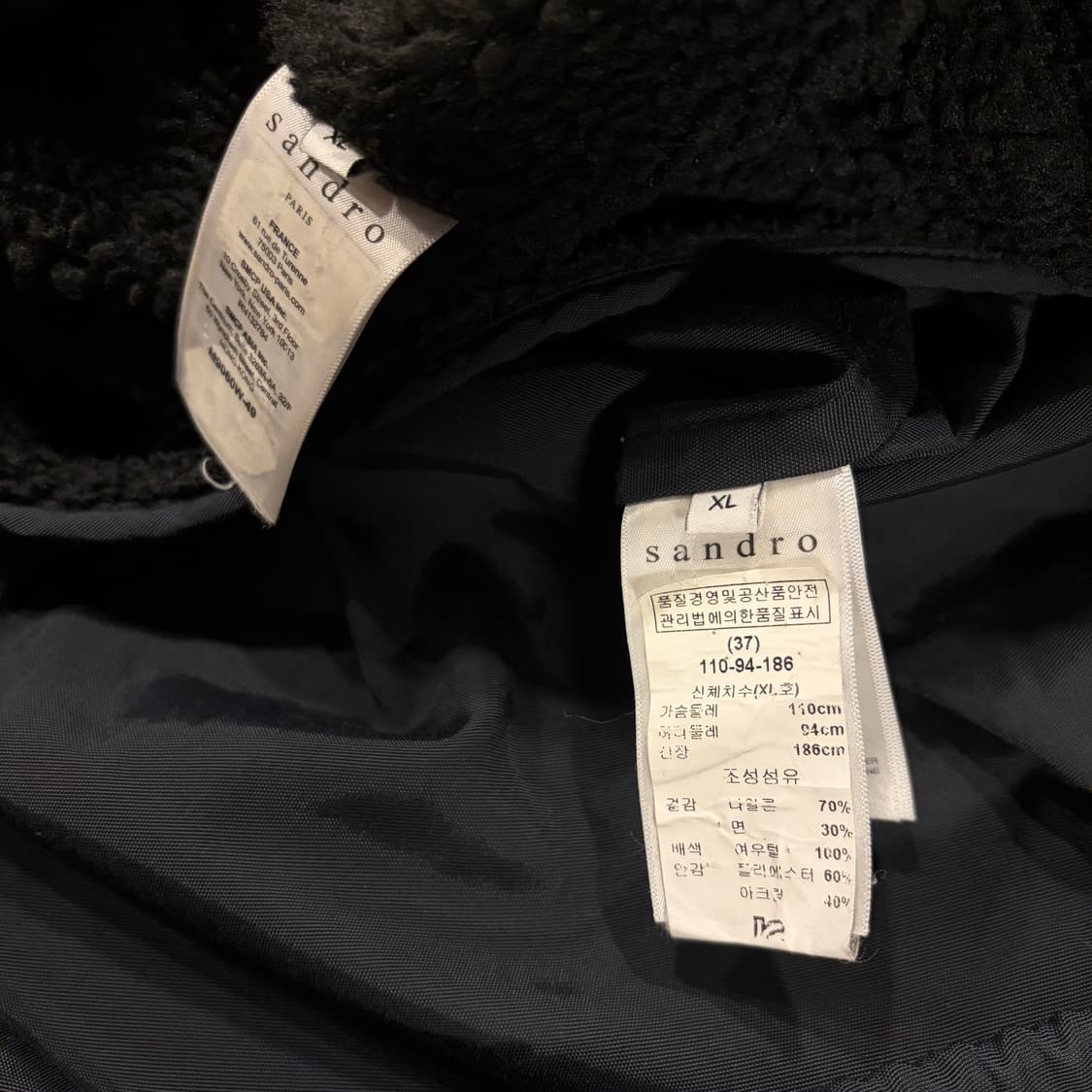 [XL] 15s 산드로 파리 여우털 내피 블랙 야상 자켓 C827 상품이미지8