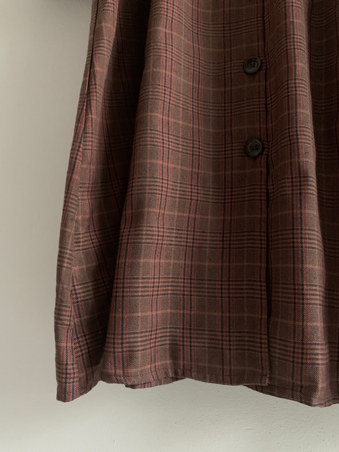 Check Square Neck Button Dress 상품이미지7