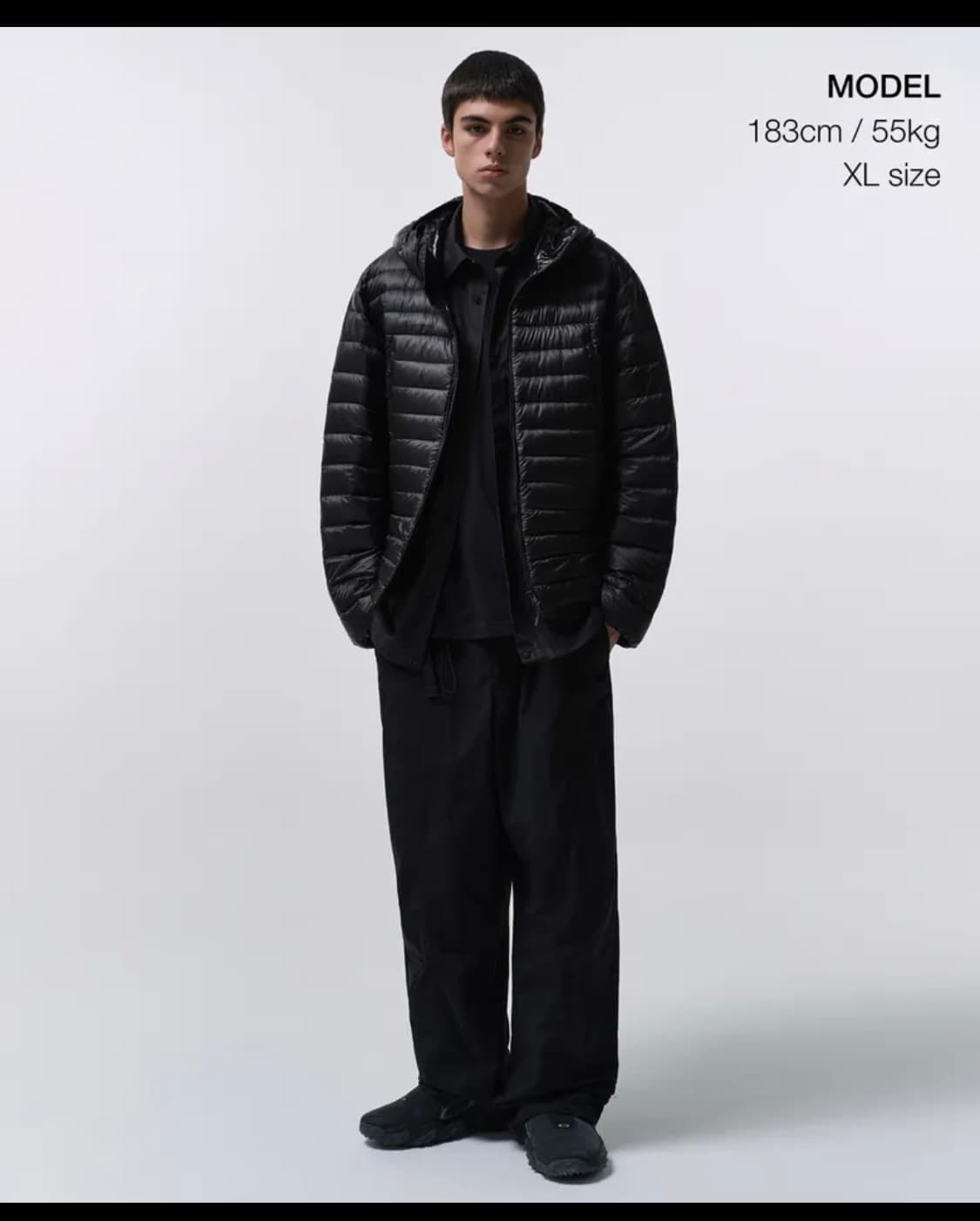 무신사 스탠다드 시티 레저 시어 립스탑 후디드 라이트 다운 재킷 [블랙] 상품이미지3