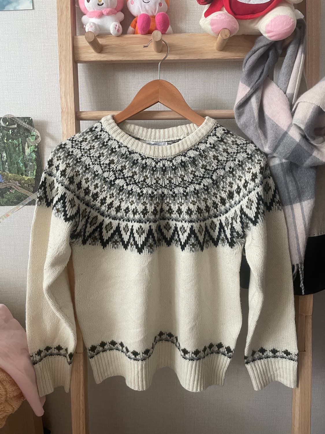 모리걸 빈티지 노르딕 쿠앤크 니트 🤍🖤 상품이미지2