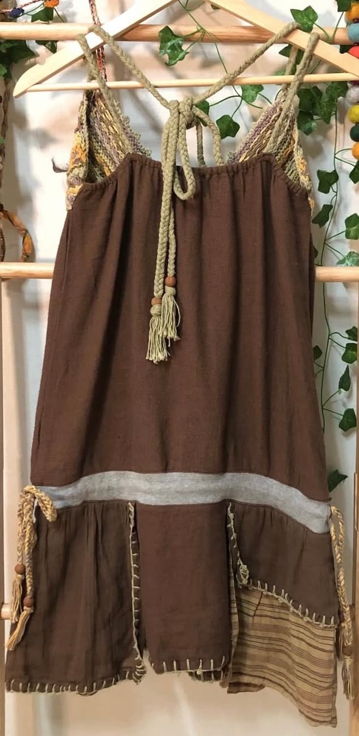 빈티지 히피 모리 크로쉐 패치 포인트 원피스 상품이미지3