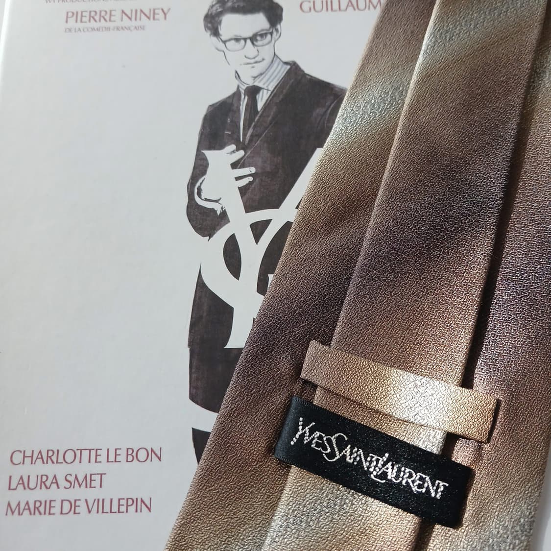 입생로랑 실크 골드브라운 그라데이션 넥타이 9.5cm A+등급A18814 상품이미지6