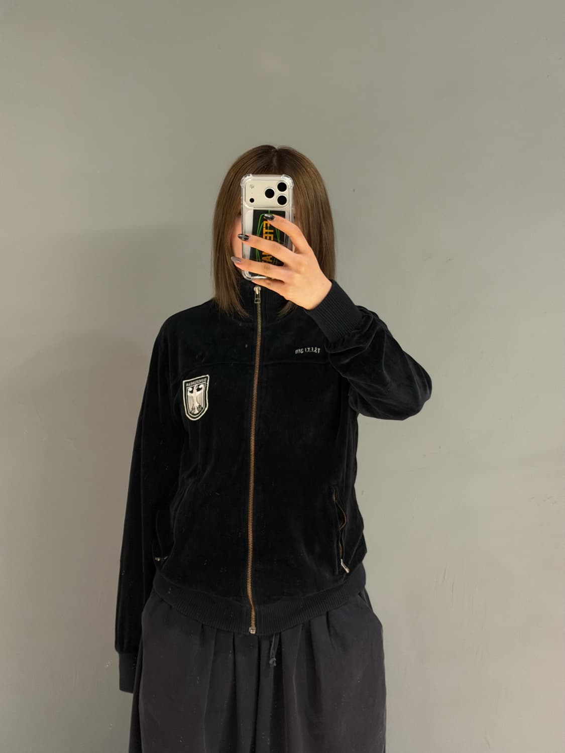 patch point velvet high-neck zip-up 상품이미지2