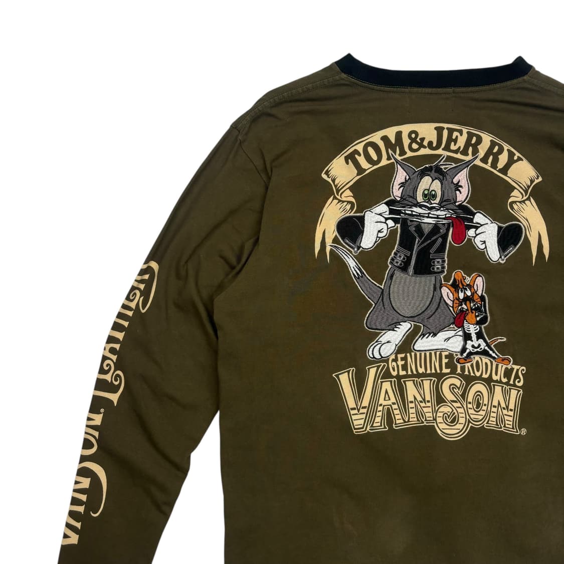 밴슨 레더 톰과제리 자수 카키 롱슬리브 M 상품이미지5