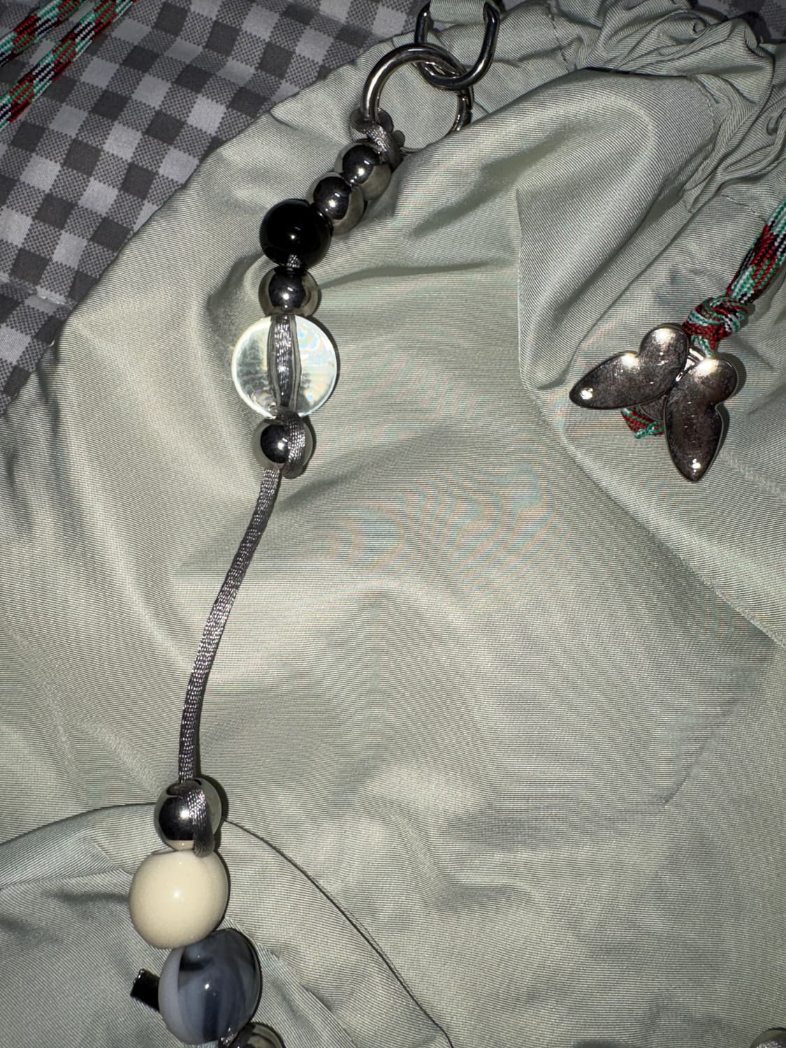 녹차라떼 짐색 모리걸 민트 구슬 빈티지 백팩 상품이미지2