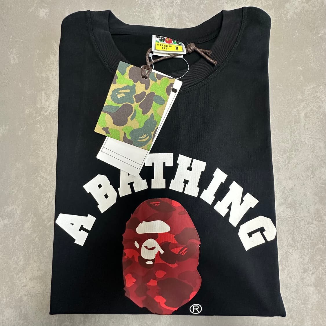 베이프 카모 컬리지 티셔츠 블랙 래드 상품이미지3
