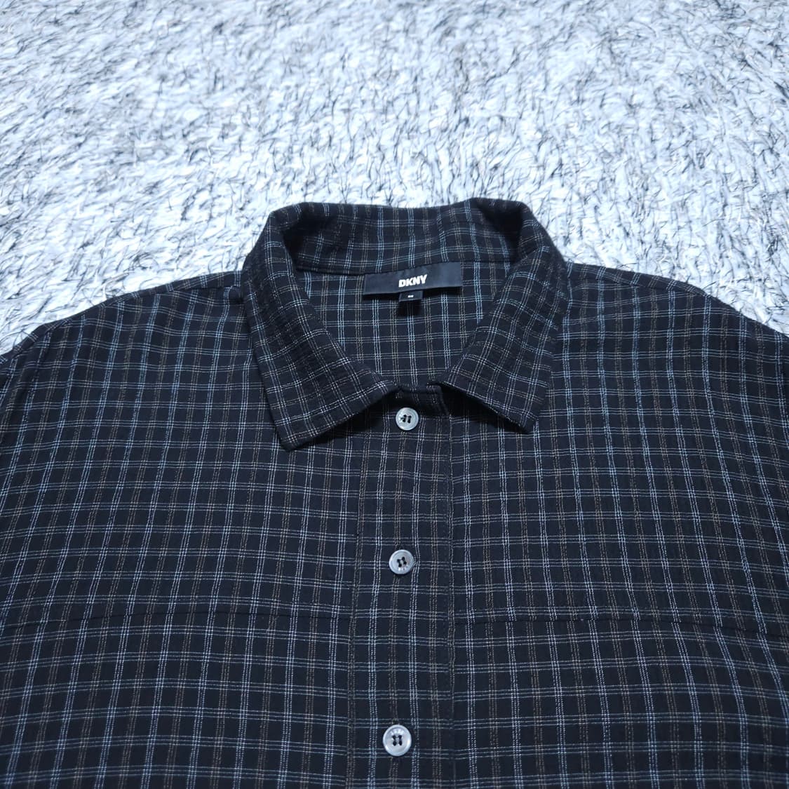 DKNY) XS 여자 오버핏 크롭 체크셔츠남방 / 왕눈이샵 상품이미지3