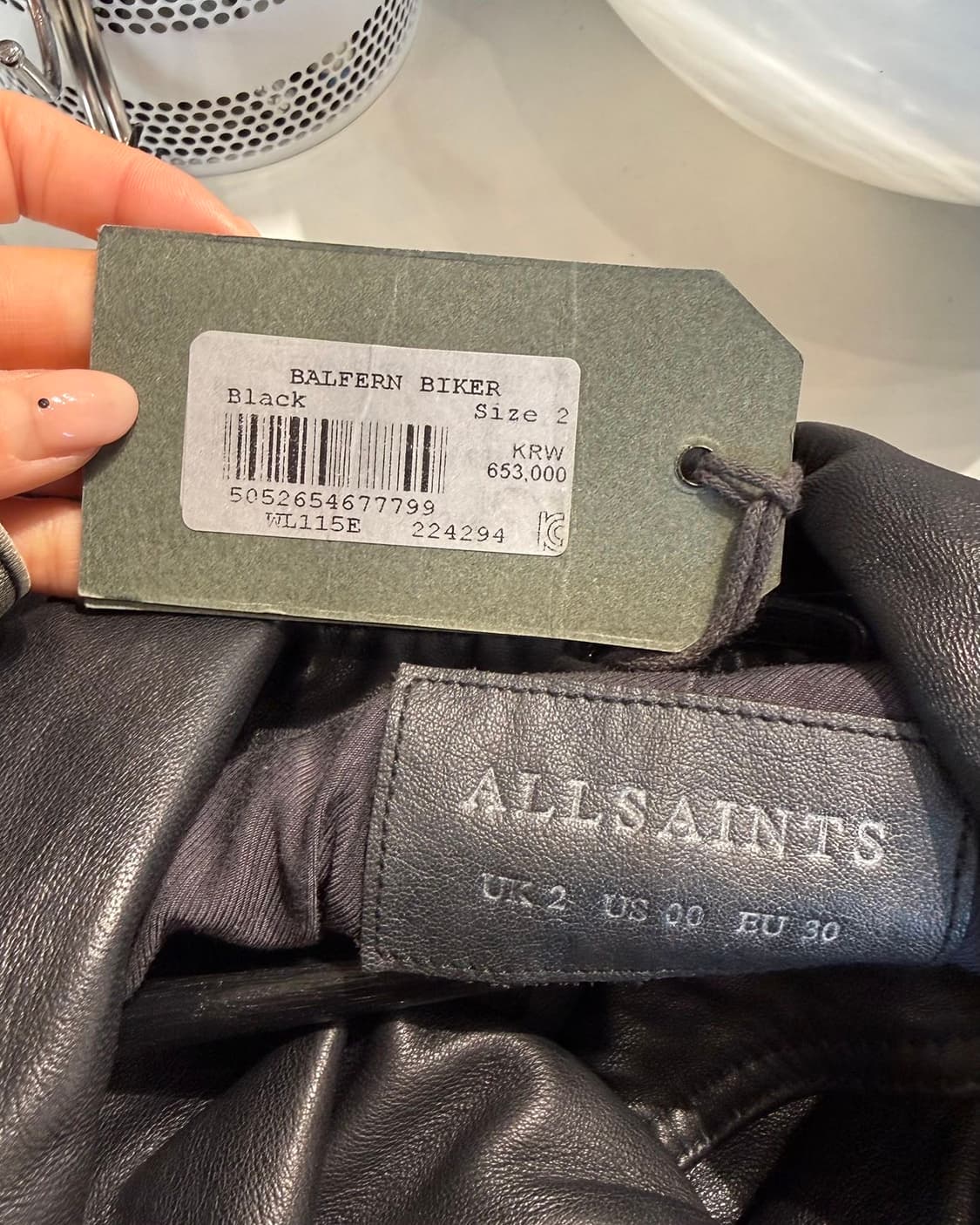 올세인츠 블랙 캐치 바이커 레더 자켓  상품이미지8