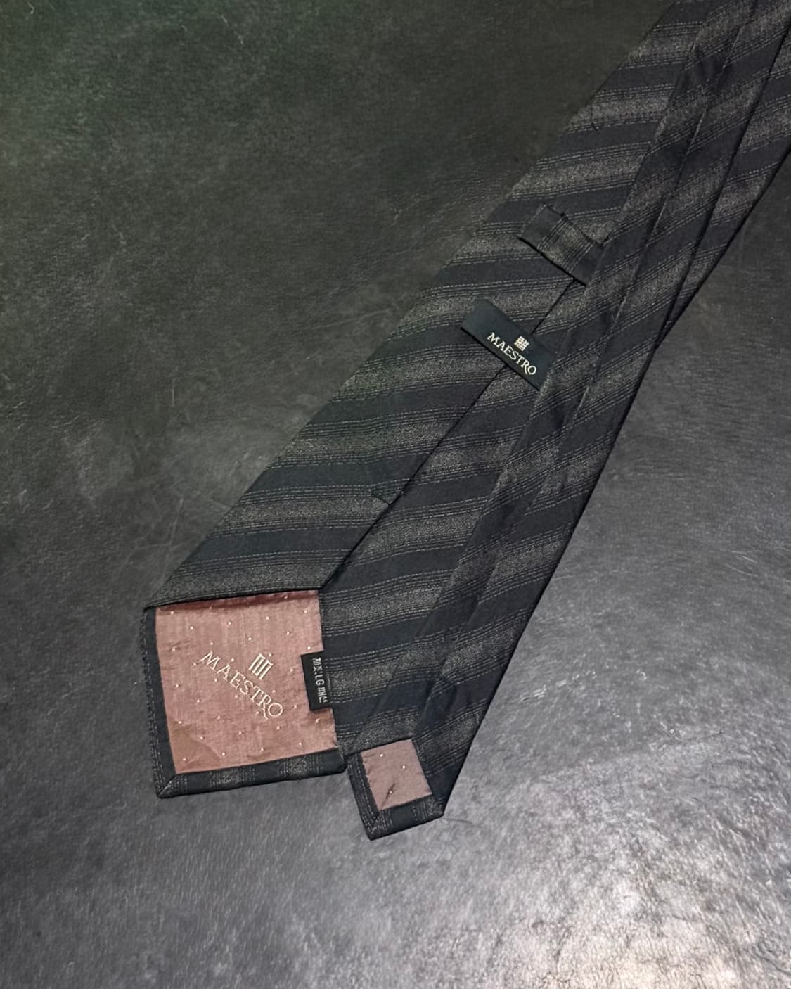 마에스트로 스트라이프 남색 네이비 회색 그레이 차콜 마 견 실크 넥타이 상품이미지5
