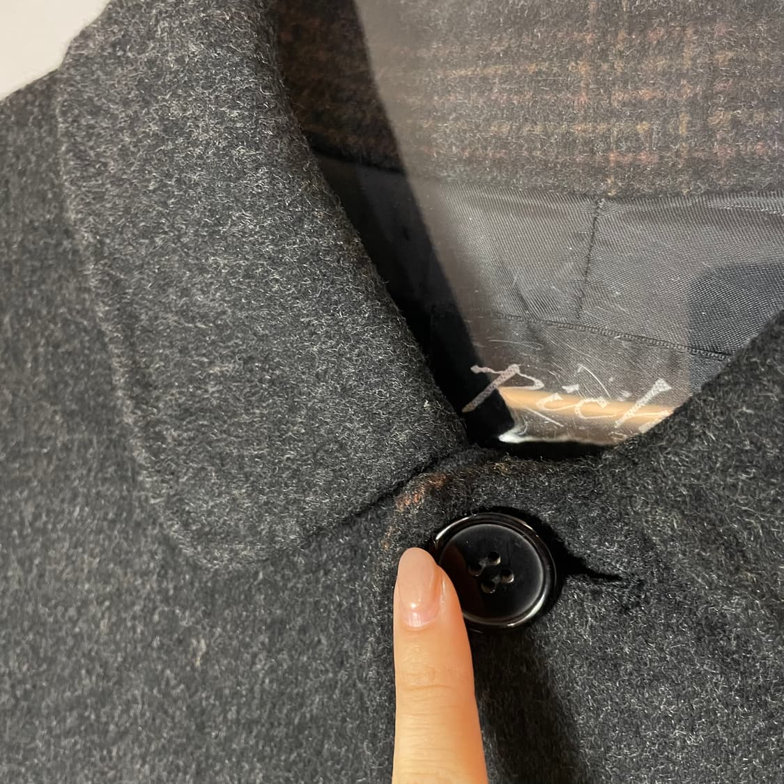 리치 차콜 울 싱글 롱 코트 100 상품이미지5