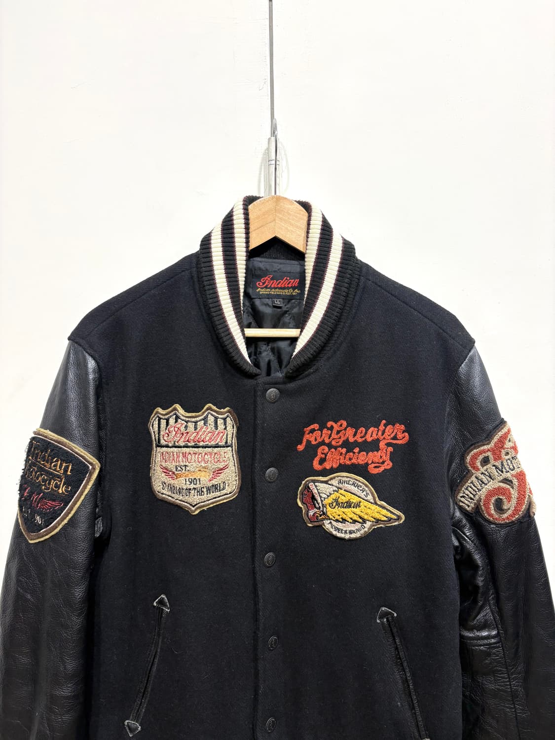 인디안 모터사이클 레더 바시티 자켓 상품이미지3