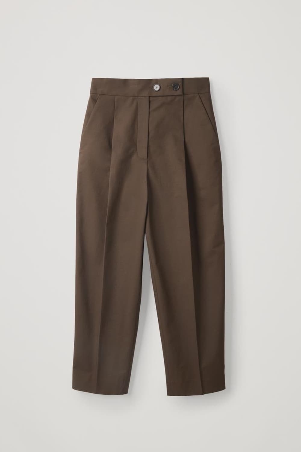 코스/하이웨스트 플리티드 팬츠 다크브라운/38 상품이미지1