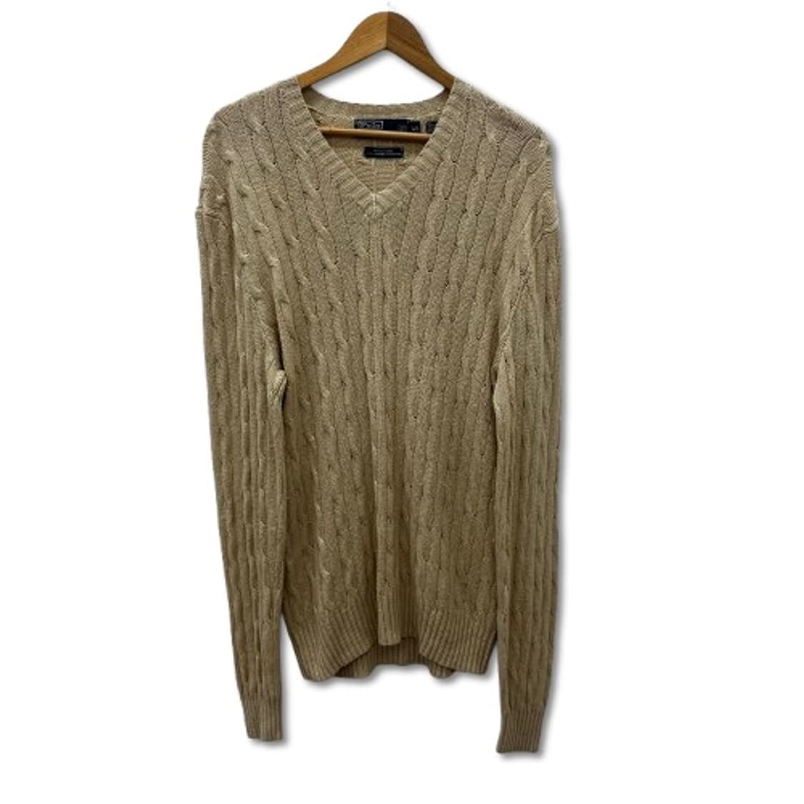 폴로 랄프로렌 케이블 베이지 브이넥 니트 상품이미지1