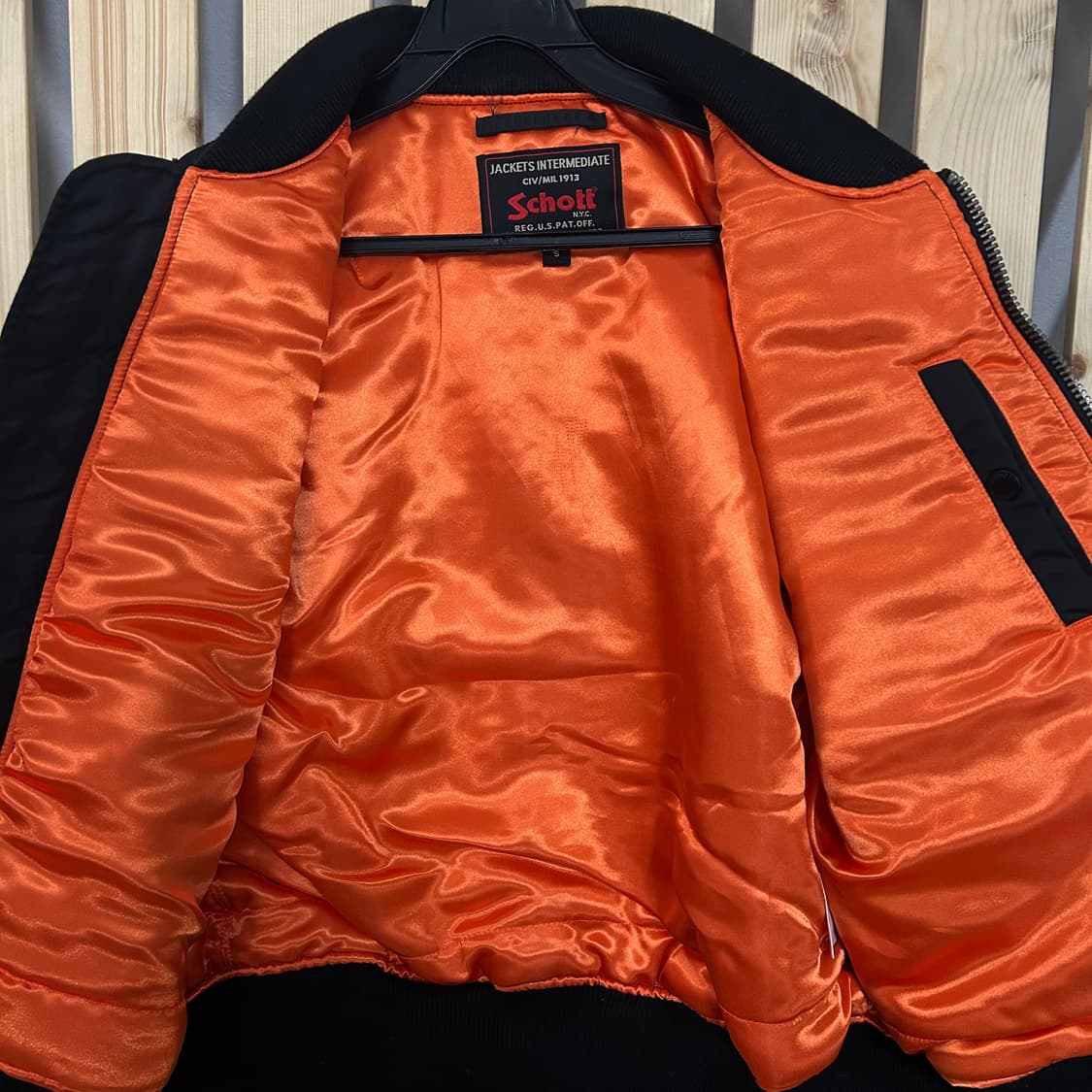 (S~M) Schott 쇼트 인터내셔널 블랙 봄버 자켓 상품이미지6