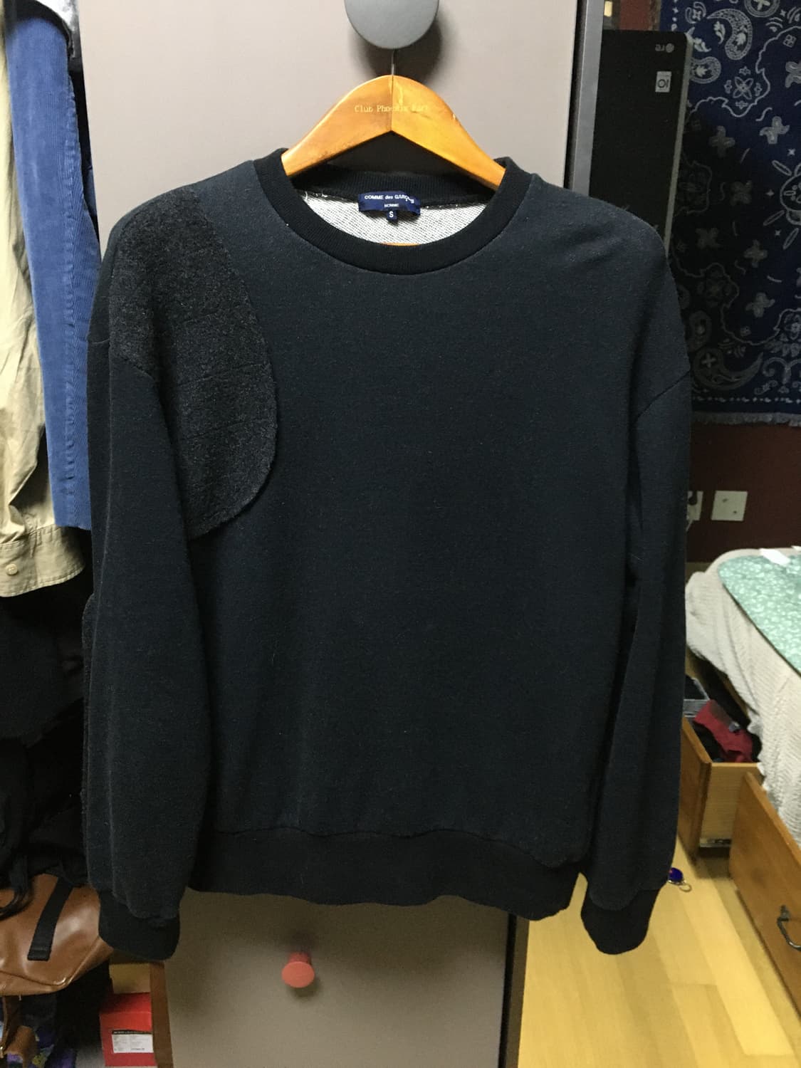 꼼데가르송 옴므 울 패치워크 크루넥 스웨터 상품이미지1