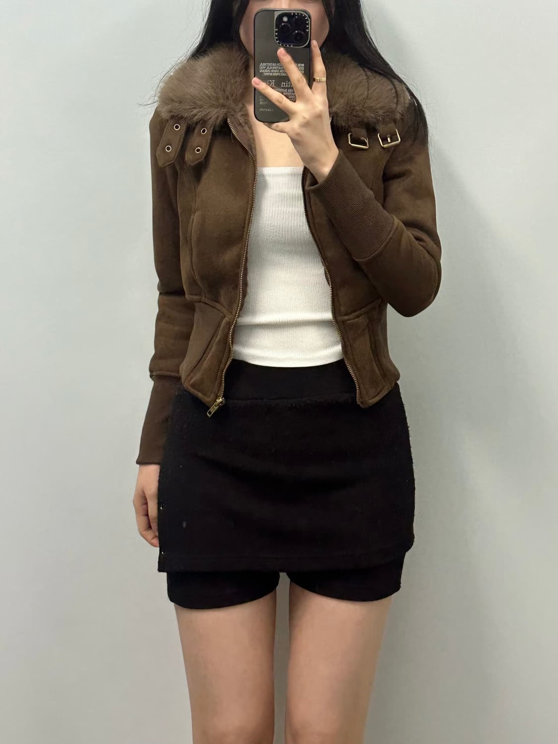 Vintage 빈티지 하이넥카라 슬림핏 퍼 무스탕 자켓 상품이미지2