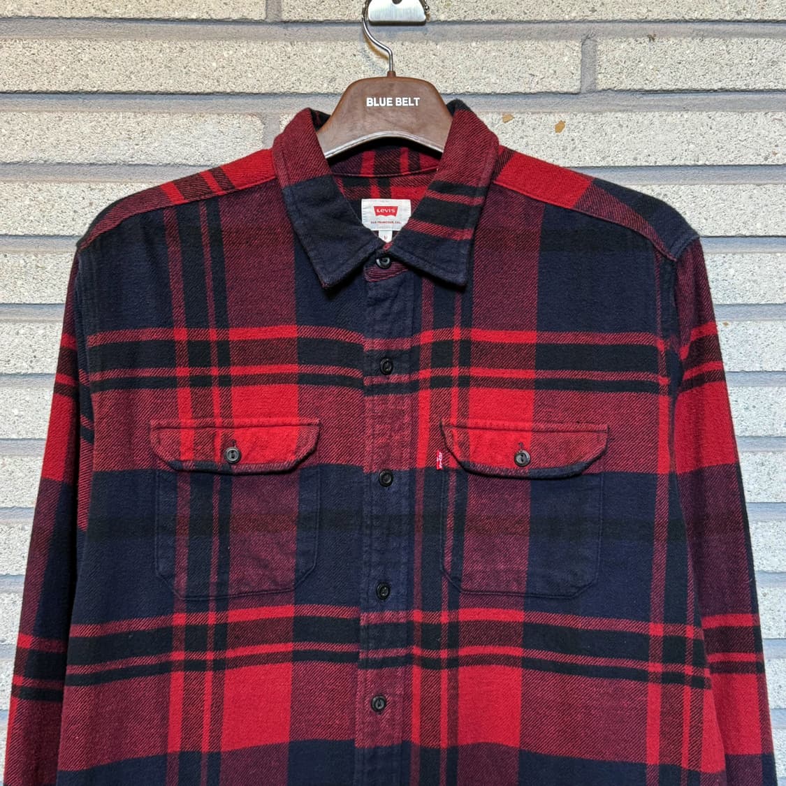 리바이스 플란넬 버팔로 체크 워크셔츠 와이드패턴 디테일 레드 상품이미지3