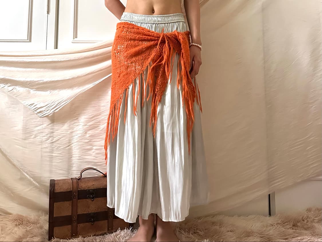 Orange Sunburn Fringe Scarf 상품이미지1