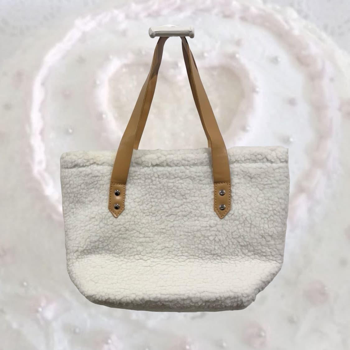 S'MORE 일본 빈티지 화이트 플리스 뽀글이 갸루 토트백 상품이미지2