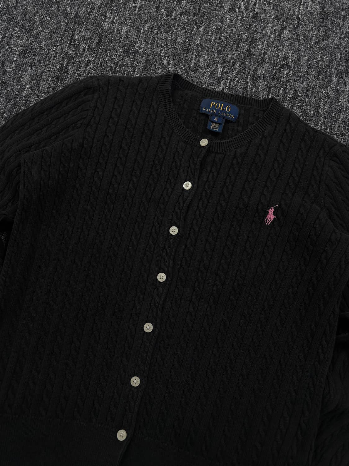 폴로 핑크 포니 블랙 꽈배기 가디건 상품이미지4