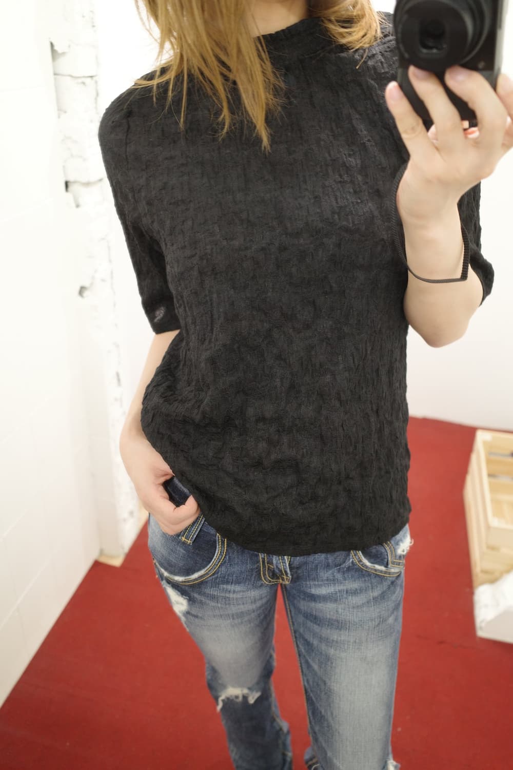 Pleated Black T-Shirts  상품이미지1