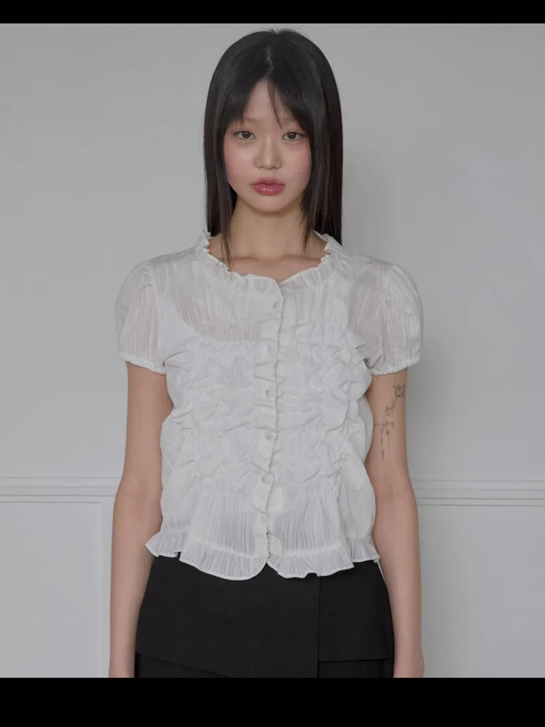 플레어업 사야 프릴 퍼프 반팔 블라우스 틸아이다이 미세키서울 코이세이오 상품이미지2