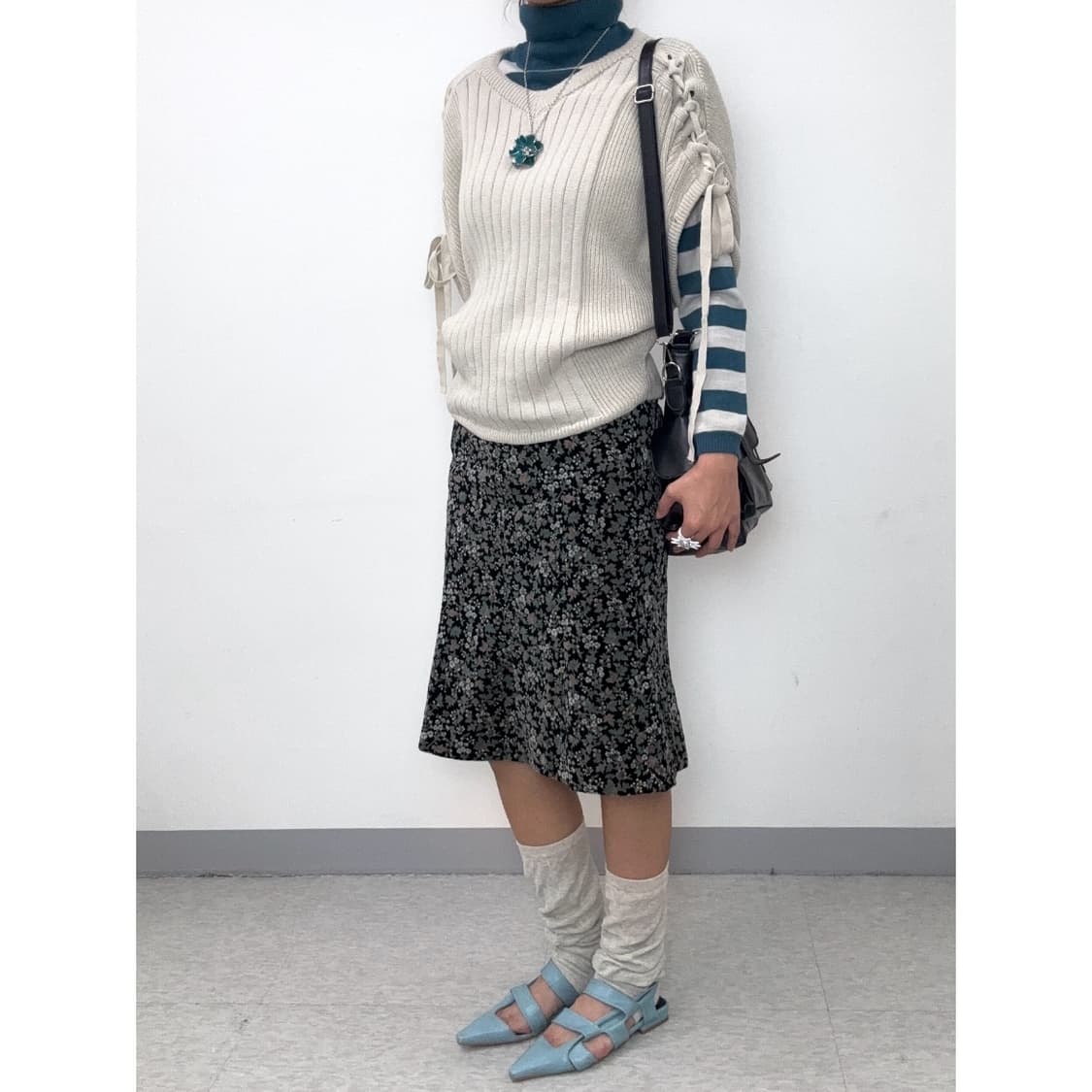 빈티지 베이지 하프 니트 상품이미지3