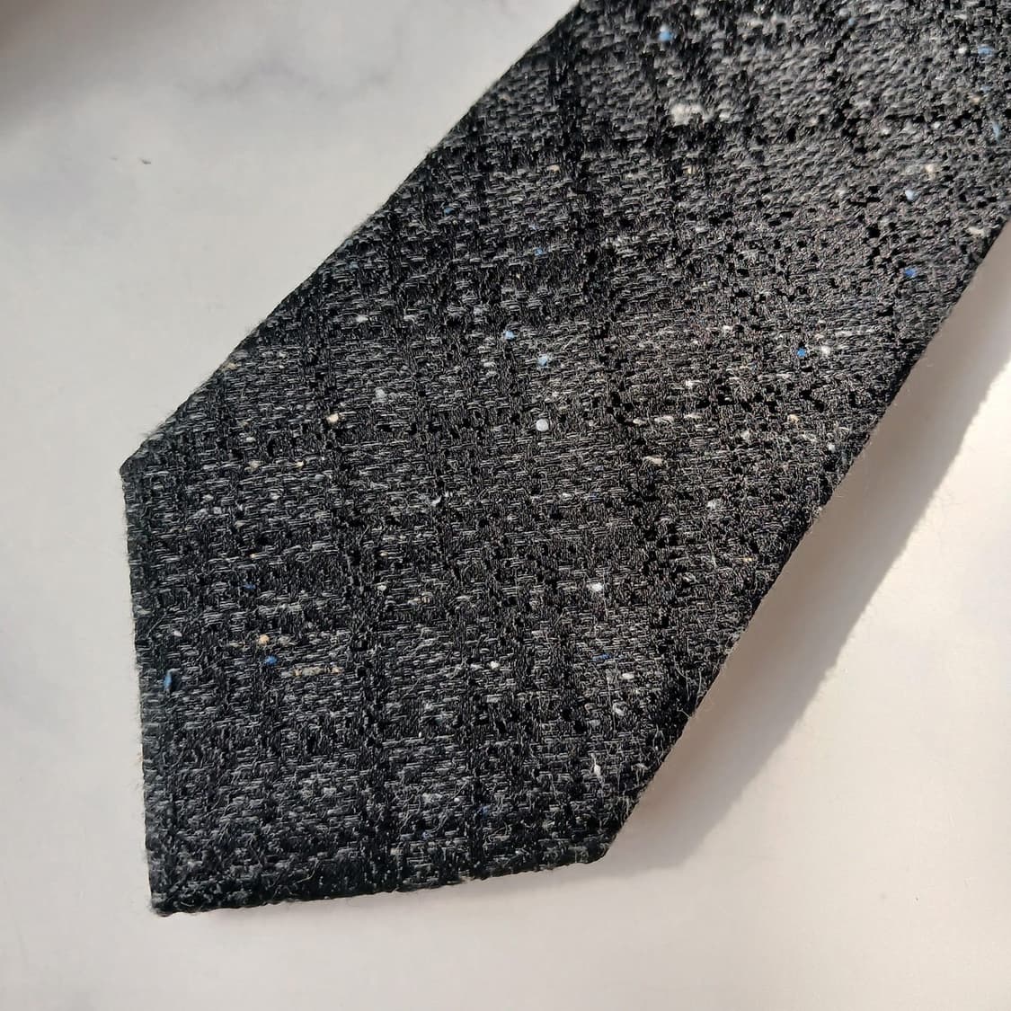 지오송지오 실크 블랙 텍스처 넥타이 7.8cm 새상품 E790 상품이미지6