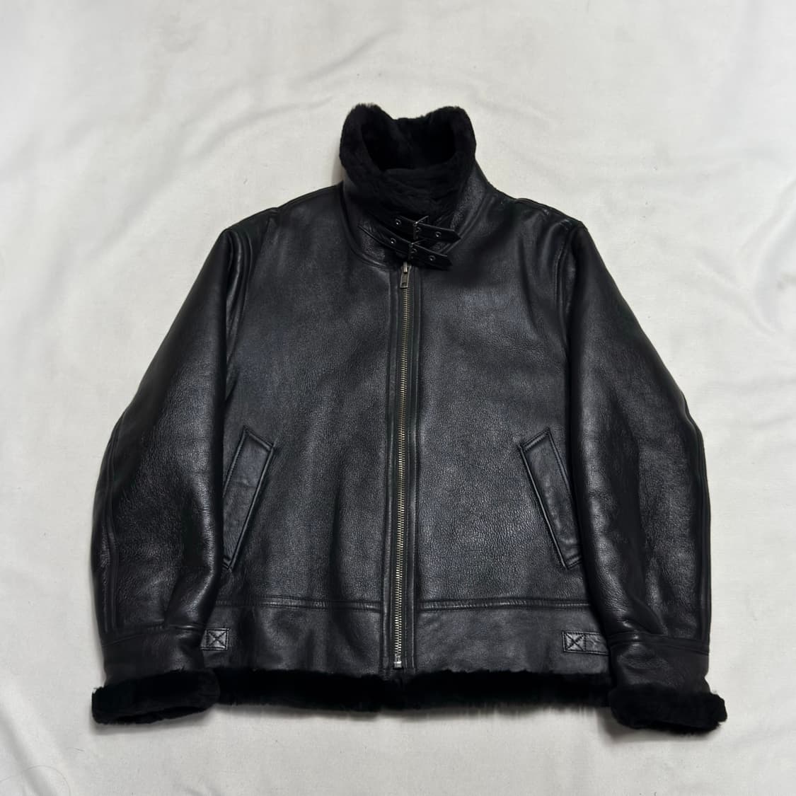 L vtg B-3 블랙 양가죽 무스탕 자켓  상품이미지2