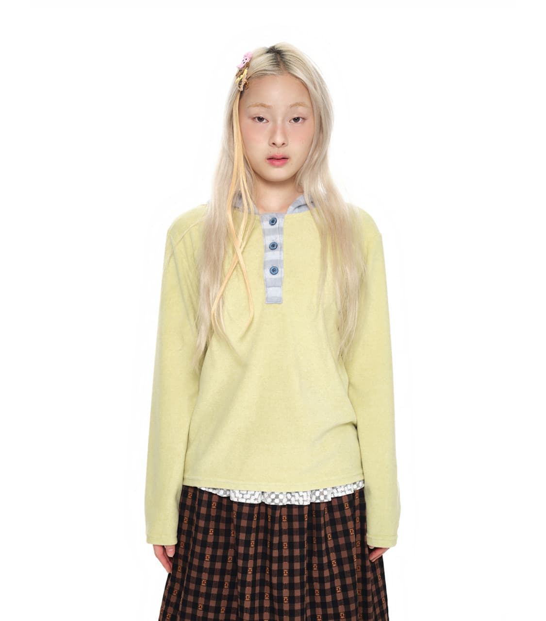 Youthbath 유쓰배쓰 Hooded Henley tee 후드 헨리티 상품이미지1