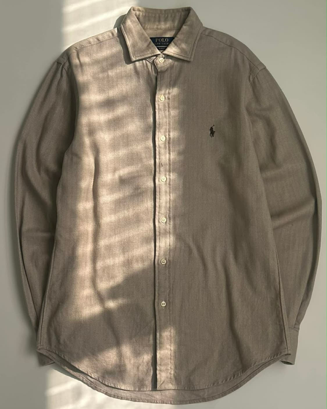 [M] 폴로 랄프로렌 오트밀 베이지 헤링본 슬림핏 셔츠 상품이미지1
