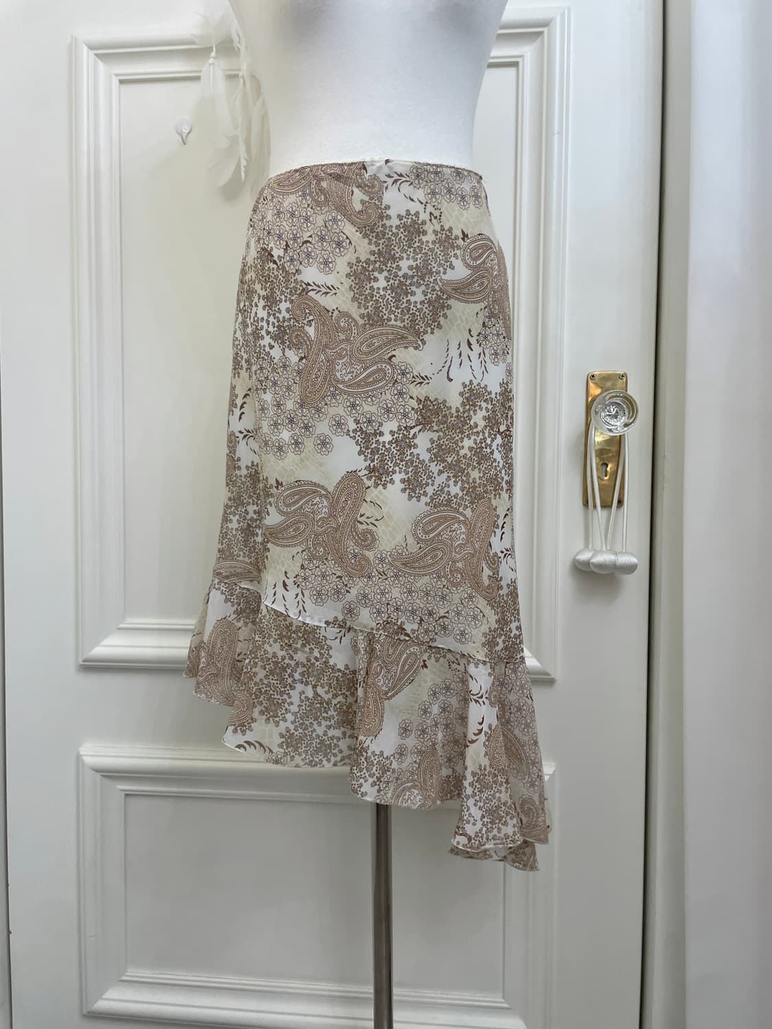 beige pasley unbalance banding skirt 상품이미지5