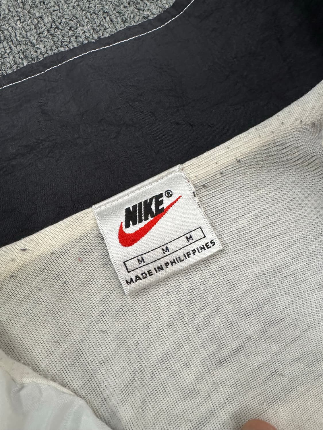 M)90’s나이키 빈티지 올드스쿨 흰/검 바람막이 트랙자켓 상품이미지4